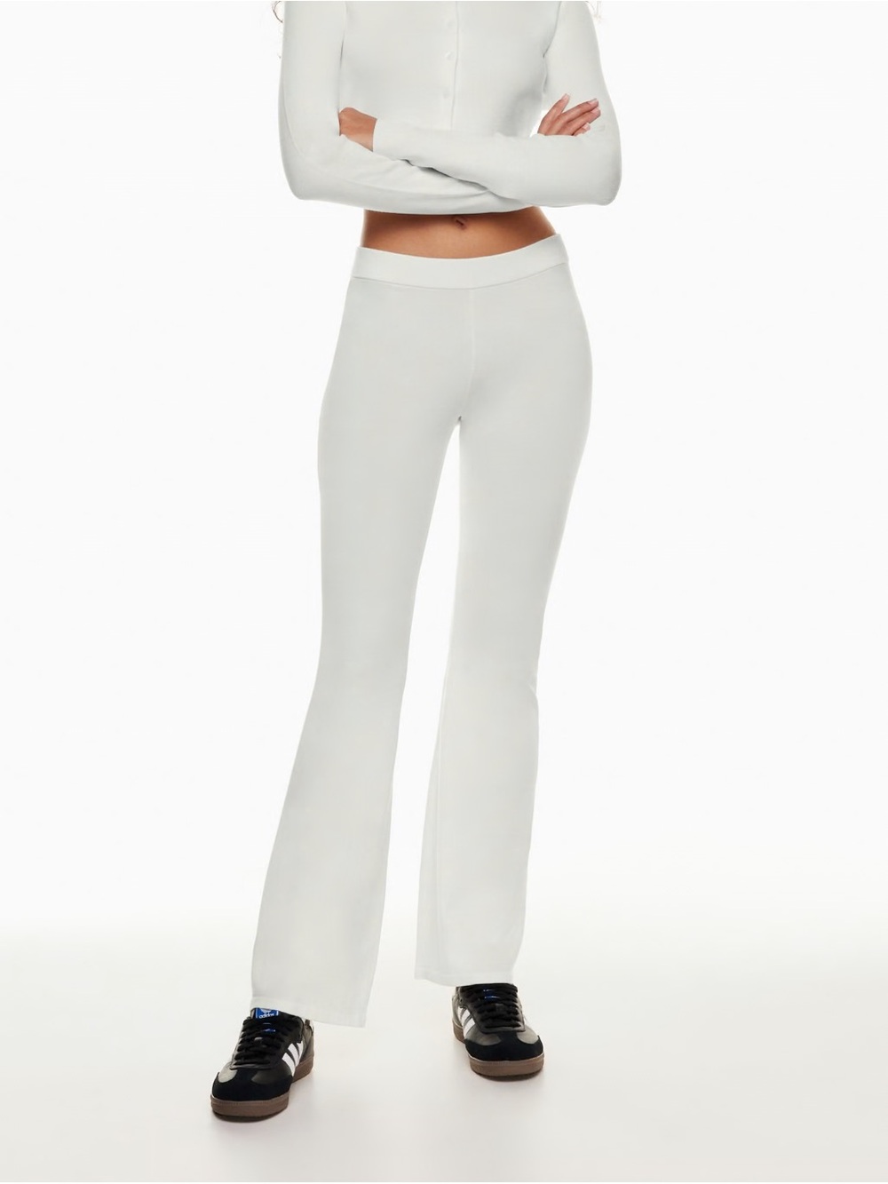 Sunday Best Aritzia White Knit Wide-Leg Flare Posie Pants Lounge Cozy Minimalist - Picture 7 of 7
